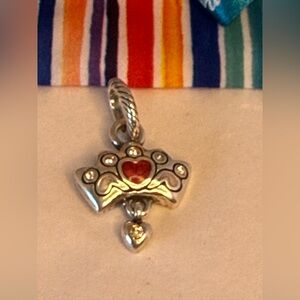 🌸Brighton Silver and Red Heart Crown Charm